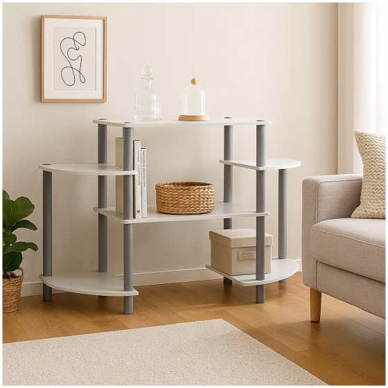 Modernes Regal in Weiß Ablageregal mit offenen Fächern 128 x 58 x 40 cm 