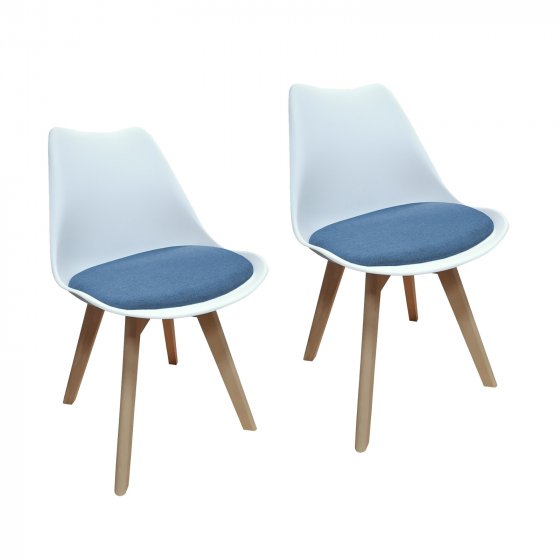 Esszimmerstuhl 2er Set Atlanta Weiß/Blau