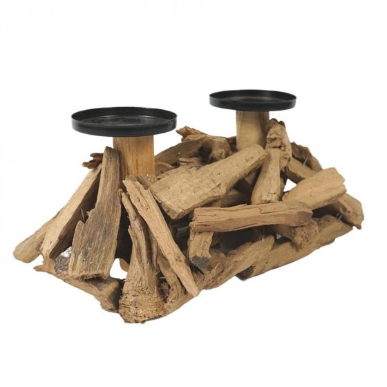 Kerzenhalter aus Treibholz für 2 Kerzen