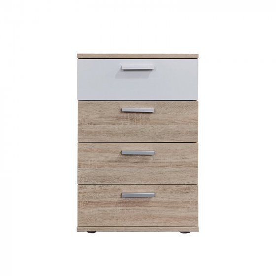 Nachtkommode 4 Schubladen Nina Sonoma Weiß 