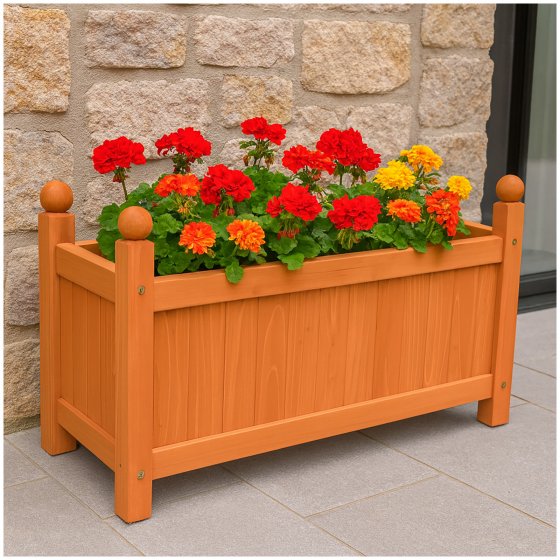 Holz-Pflanzkasten in Braun Blumenkübel für Garten, Terrasse und Balkon 