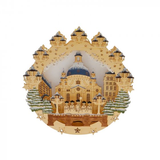 Fensterbild beleuchtet Dresden Frauenkirche 