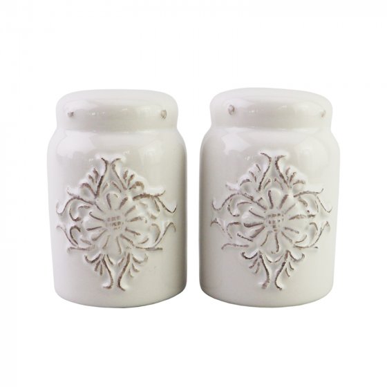 Salz - und Pfefferstreuer Keramik weiß Bessie 