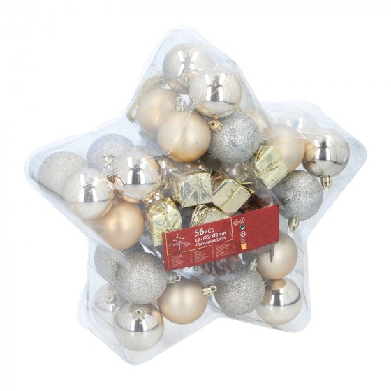 Weihnachtskugeln Set 56-teilig Gold 