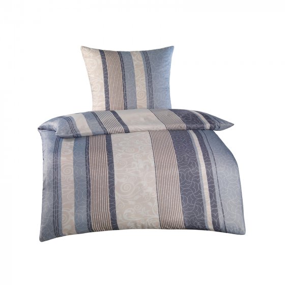 Bettwäsche 2-teilig 135 x 200 Microfaser Streifen Blau