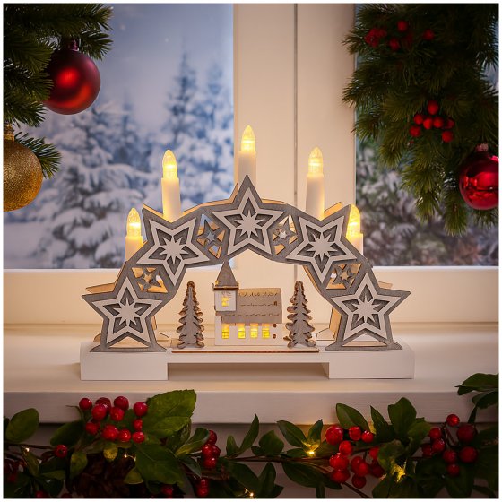 Leuchtbogen Sterne und Kirche 