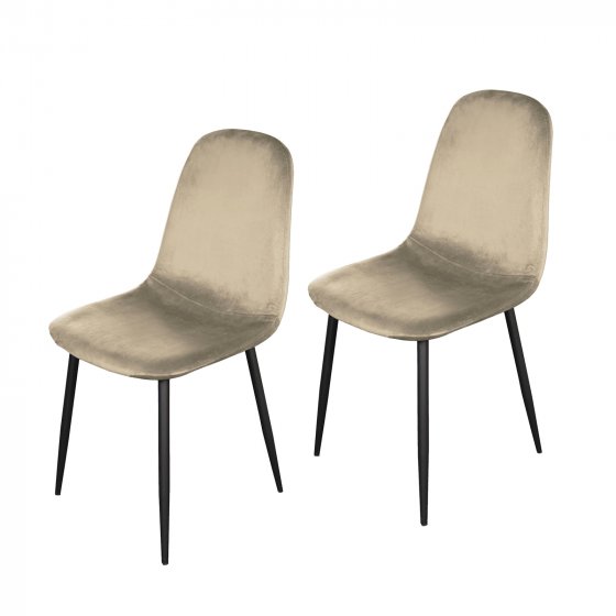 Stuhl Savannah Velvet 2er-Set Creme