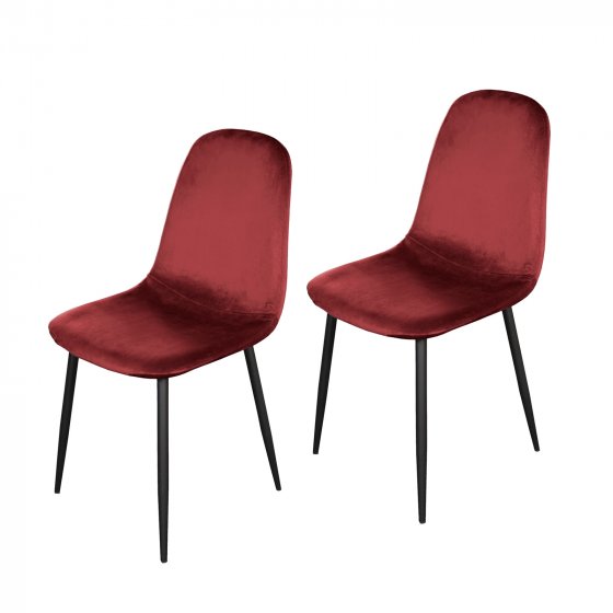 Stuhl Savannah Velvet 2er-Set Rot