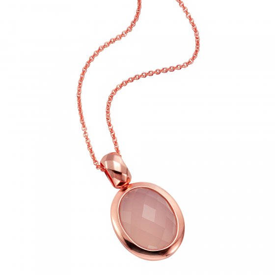 Anhänger mit Kette 925 Silber rosé vergoldet mit Chalcedon 