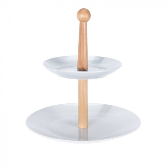 Etagere 2-stufig Porzellan, Holz 