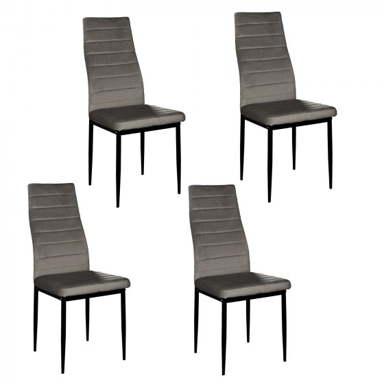 Stuhl Memphis Velvet 4er-Set Grau