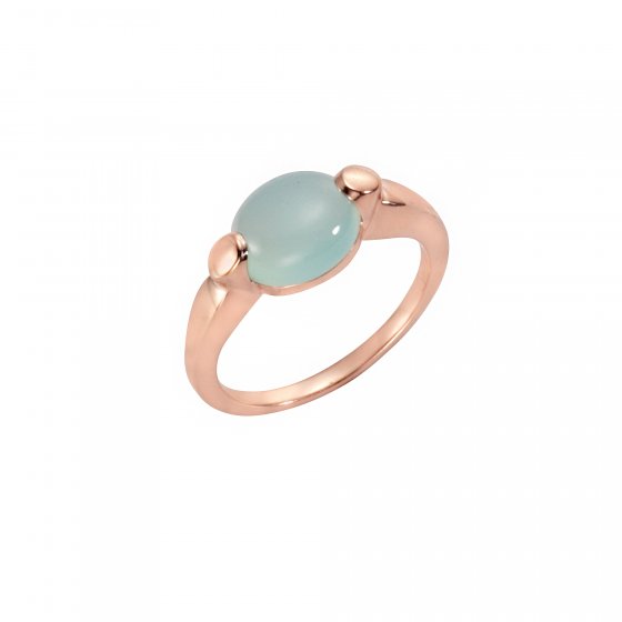 Ring Silber 925 rosé-vergoldet mit echtem Paraiba Chalcedon 10x8mm 