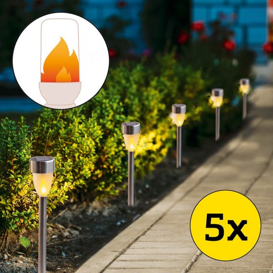 Solar-Flammenleuchtenset 5er-Set