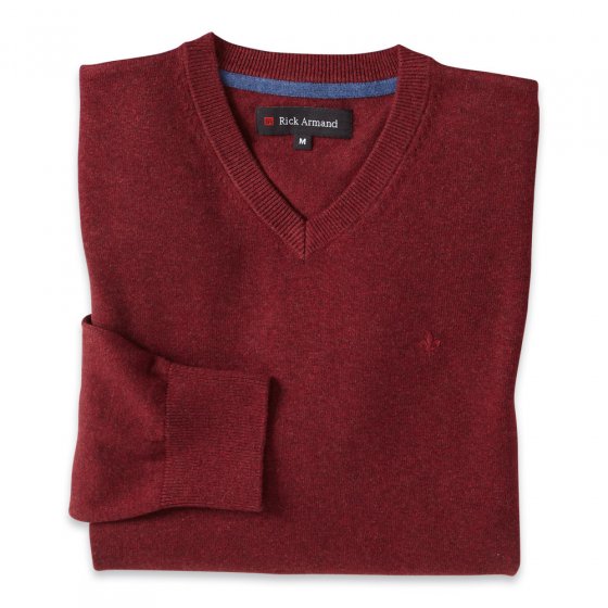 Aktueller V-Pullover,bordeaux- L | Bordeaux-meliert