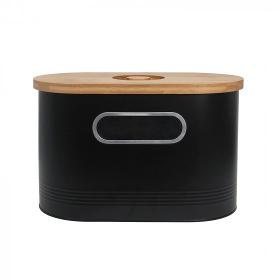 Brotkasten Schwarz mit Holzdeckel 