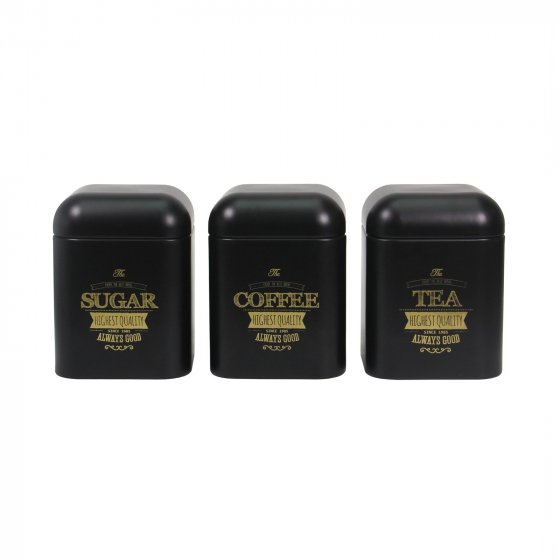 Vorratsdosen 3er-Set eckig schwarz 