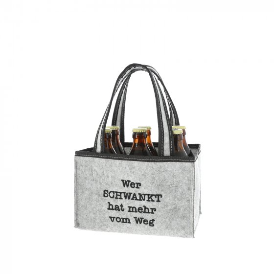 Flaschentasche mit Spruch "Wer schwankt hat mehr vom Weg"