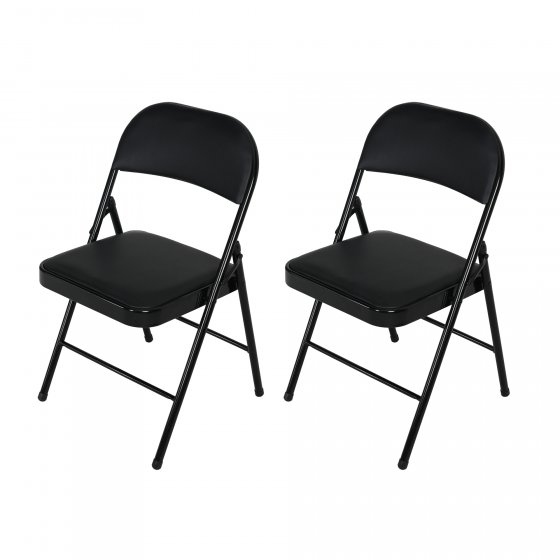 Klappstuhl Wedigo Kunstleder Schwarz-Schwarz 2er-Set 