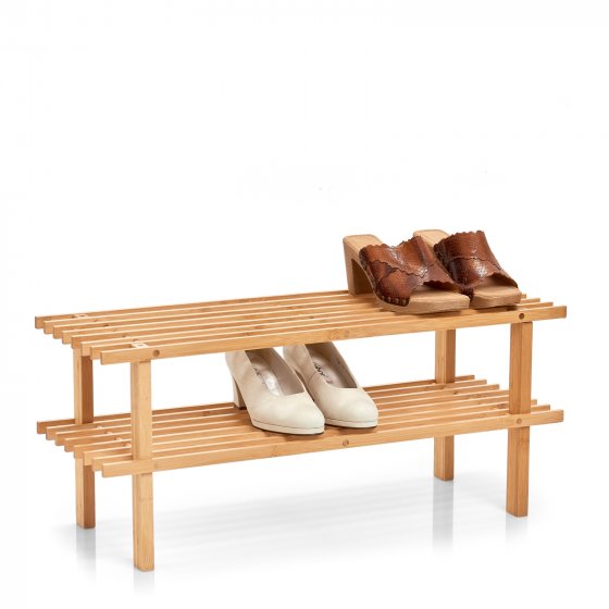 Schuhregal 2 Ablagen Bambus 