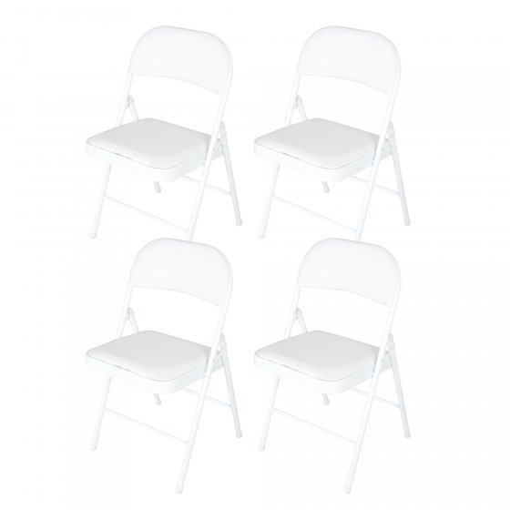 Klappstuhl Wedigo Kunstleder Weiß-Weiß 4er-Set 
