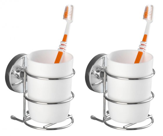 Vacuum-Loc® Wand Zahnputzbecher Mod. Milazzo 2er Set, Befestigung ohne bohren 