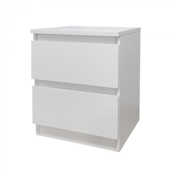 Nachtkommode mit 2 grifflosen Schubladen Thekla Weiß 