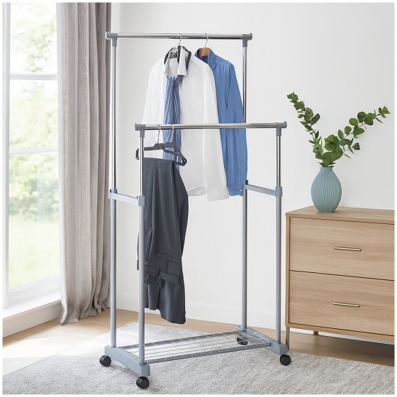 Rollkleiderständer, 2-stufig Metall, Kunststoff 