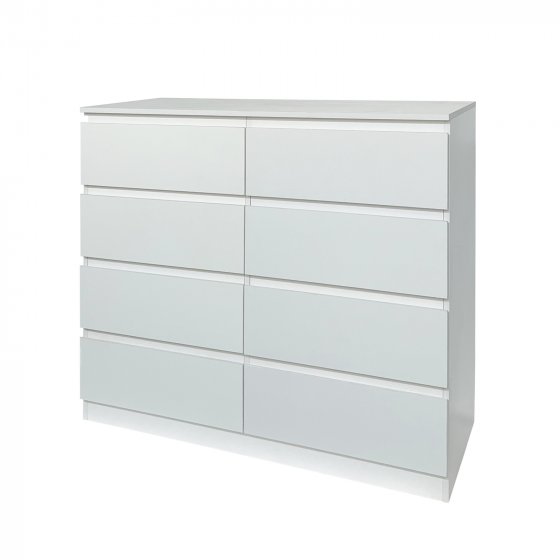 Kommode 8 grifflose Schubladen Thekla Weiß 