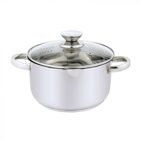 Kochtopf Edelstahl mit Metallgriff 
