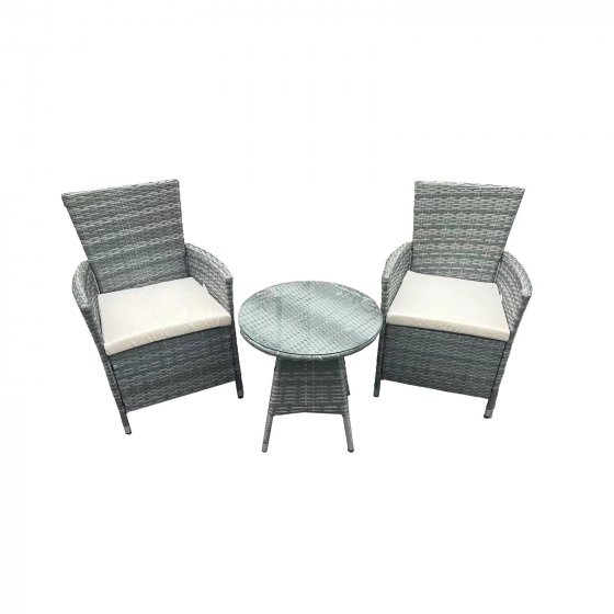 Outdoor Möbel mit Sitzkissen und Glasplatte 