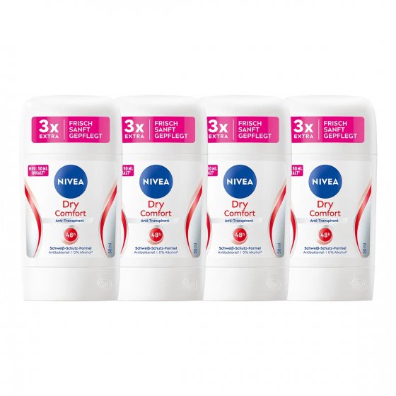 Nivea Deo Stick Dry Comfort Plus Anti Transpirant 50ml 4er Pack 