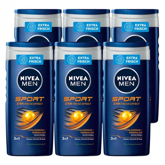 Nivea Sport for Men Pflegedusche mit 24h Frischegefühl 250ml 6er Pack 