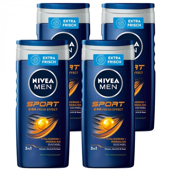 Nivea Sport for Men Pflegedusche mit 24h Frischegefühl 250ml 4er Pack 