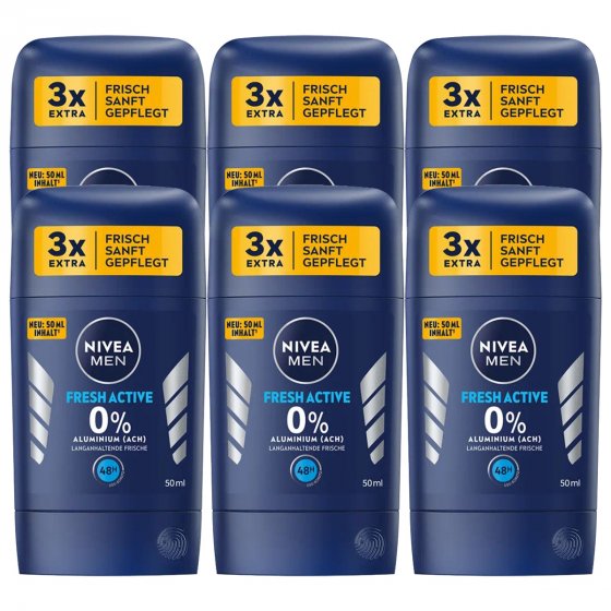 Nivea Men Deodorant Deo Stick Fresh Activ ohne Aluminium 50ml 6er Pack 