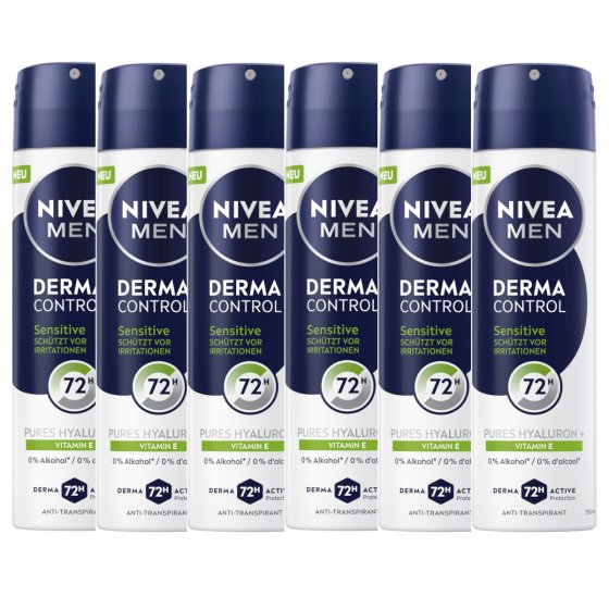 Nivea Men Deo Spray Derma Control Sensitive Packung 150ml 6er Pack 