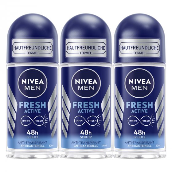 NIVEA Men Deo Roll On Aktive Protect Anti Transpirant 50ml 3er Pack 