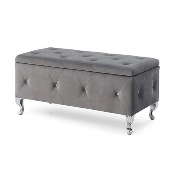 Sitzbank mit Stauraum Maribella Velvet Grau