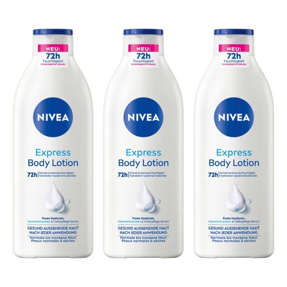 Nivea Body Lotion 72h schnelle Feuchtigkeitspflege 400ml 3er Pack 
