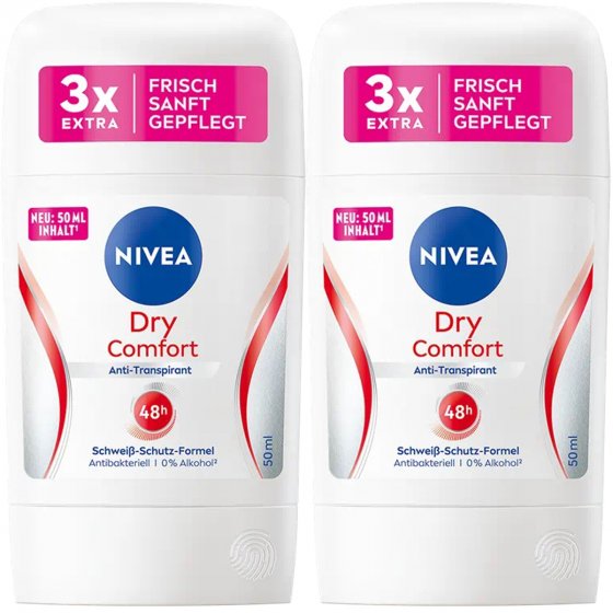 Nivea Deo Stick Dry Comfort Plus Anti Transpirant 50ml 2er Pack 