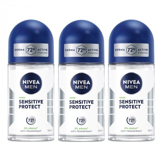 Nivea Men Sensitive Protect Anti Transpirant Roll On 50ml 3er Pack 