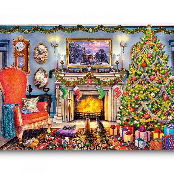 Holz-Puzzle „Weihnachten am Kamin” 
