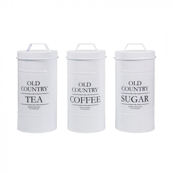 Kaffee-, Tee- und Zuckervorratsdose 3er Set Retro 