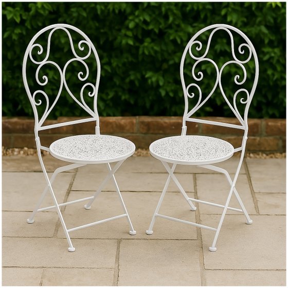 Gartenstuhl 2er-Set Lani Weiß 