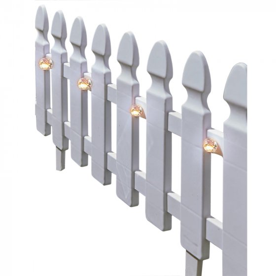 Zierzaun Nessa Solar Palisade 4-teilig Weiß 