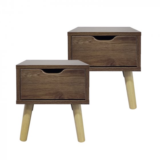 Nachttisch 1 Schublade 2er-Set Thekla Eiche 