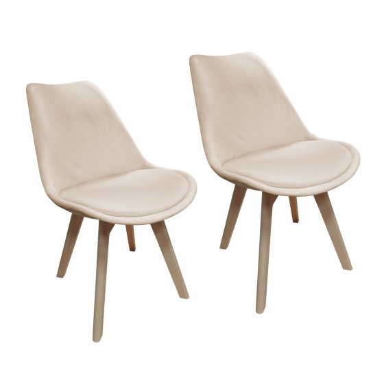 Stuhl Atlanta Velvet Uni 2er-Set Creme