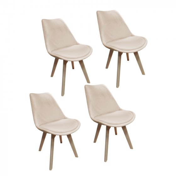 Esszimmerstuhl Samt 4er Set Atlanta Creme