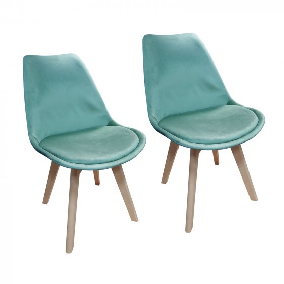 Stuhl Atlanta Velvet Uni 2er-Set Türkis