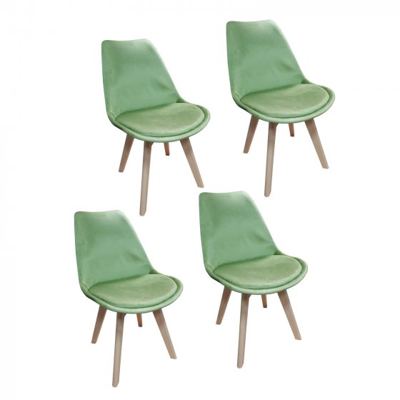 Stuhl Atlanta Velvet Uni 4er-Set Hellgrün