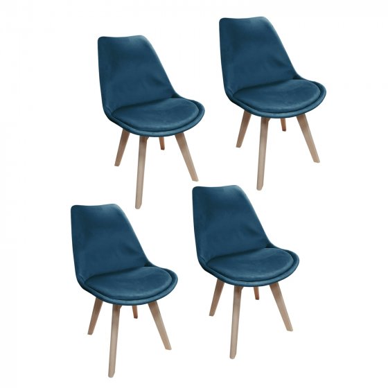 Stuhl Atlanta Velvet Uni 4er-Set Blau